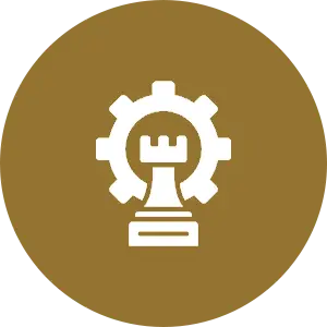 A white chess piece sitting on top of a brown background.